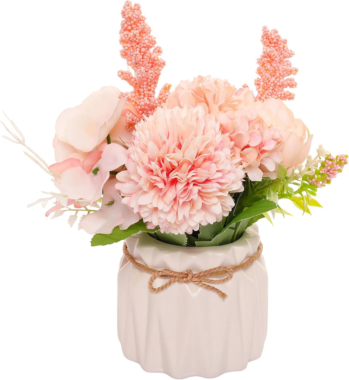 Artificial Potted Flowers Mini Hydrangea with Vase for Table Home Office