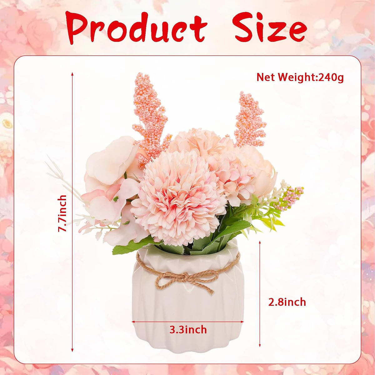 Artificial Potted Flowers Mini Hydrangea with Vase for Table Home Office