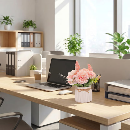 Artificial Potted Flowers Mini Hydrangea with Vase for Table Home Office