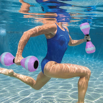 2-Piece Aquatic Exercise Foam Dumbbell Set - Pool Fitness Water Aerobic Equipment for Weight Loss