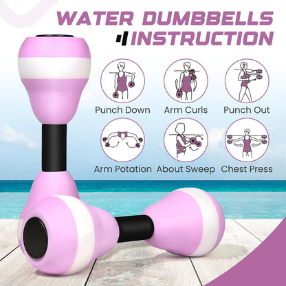 2-Piece Aquatic Exercise Foam Dumbbell Set - Pool Fitness Water Aerobic Equipment for Weight Loss