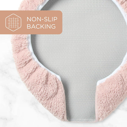 Ultra Plush Solid Tufted Toilet Lid Cover, Soft and Absorbent, Non-Slip Cover, Machine Washable, Blush, 18"x19"