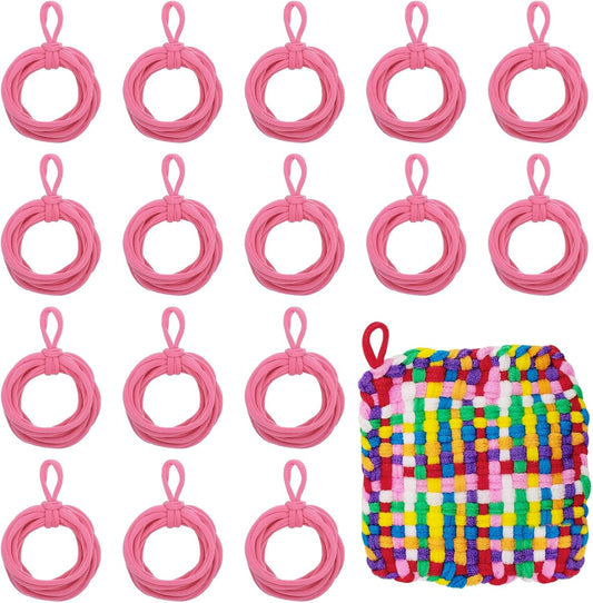 100 Pcs Potholder Loom Refill Loops, Elastic Potholder Weaving Refill Loops Knitting Kit Supplies in Rainbow Colors for Girls Beginners DIY Crafts 7" Weaving Loom, Pink