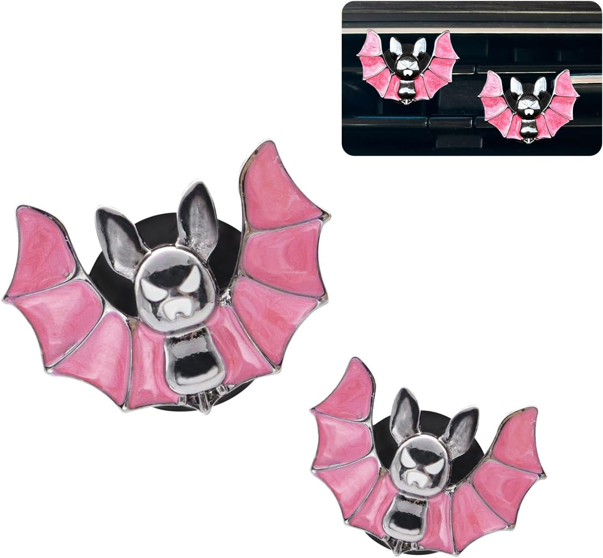 ORIESSE Cute Goth Car Accessories,Pink Bat Car Air Freshener Vent Clips