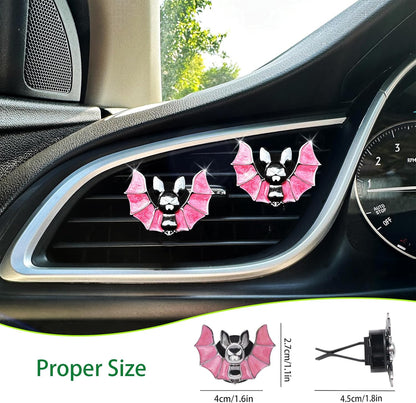 ORIESSE Cute Goth Car Accessories,Pink Bat Car Air Freshener Vent Clips