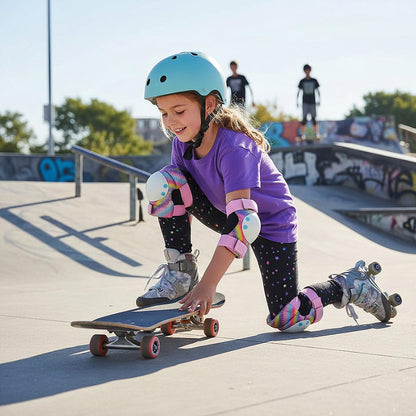Kids Knee Pads and Elbow Pads Set,Girls Pink Skateboarding Pad,Kid Protective Gear Set for Scooter,Cycling and Rollerblading,Ice Skate and Skateboard Pads for Kids 8-12 Years Old