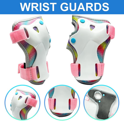 Kids Knee Pads and Elbow Pads Set,Girls Pink Skateboarding Pad,Kid Protective Gear Set for Scooter,Cycling and Rollerblading,Ice Skate and Skateboard Pads for Kids 8-12 Years Old