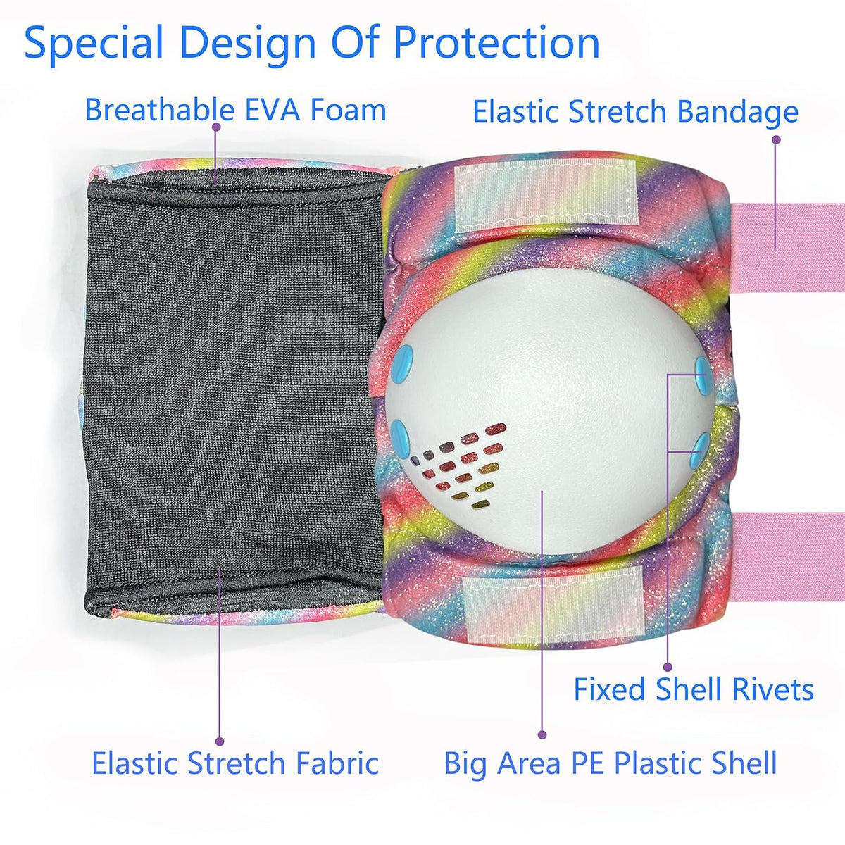 Kids Knee Pads and Elbow Pads Set,Girls Pink Skateboarding Pad,Kid Protective Gear Set for Scooter,Cycling and Rollerblading,Ice Skate and Skateboard Pads for Kids 8-12 Years Old