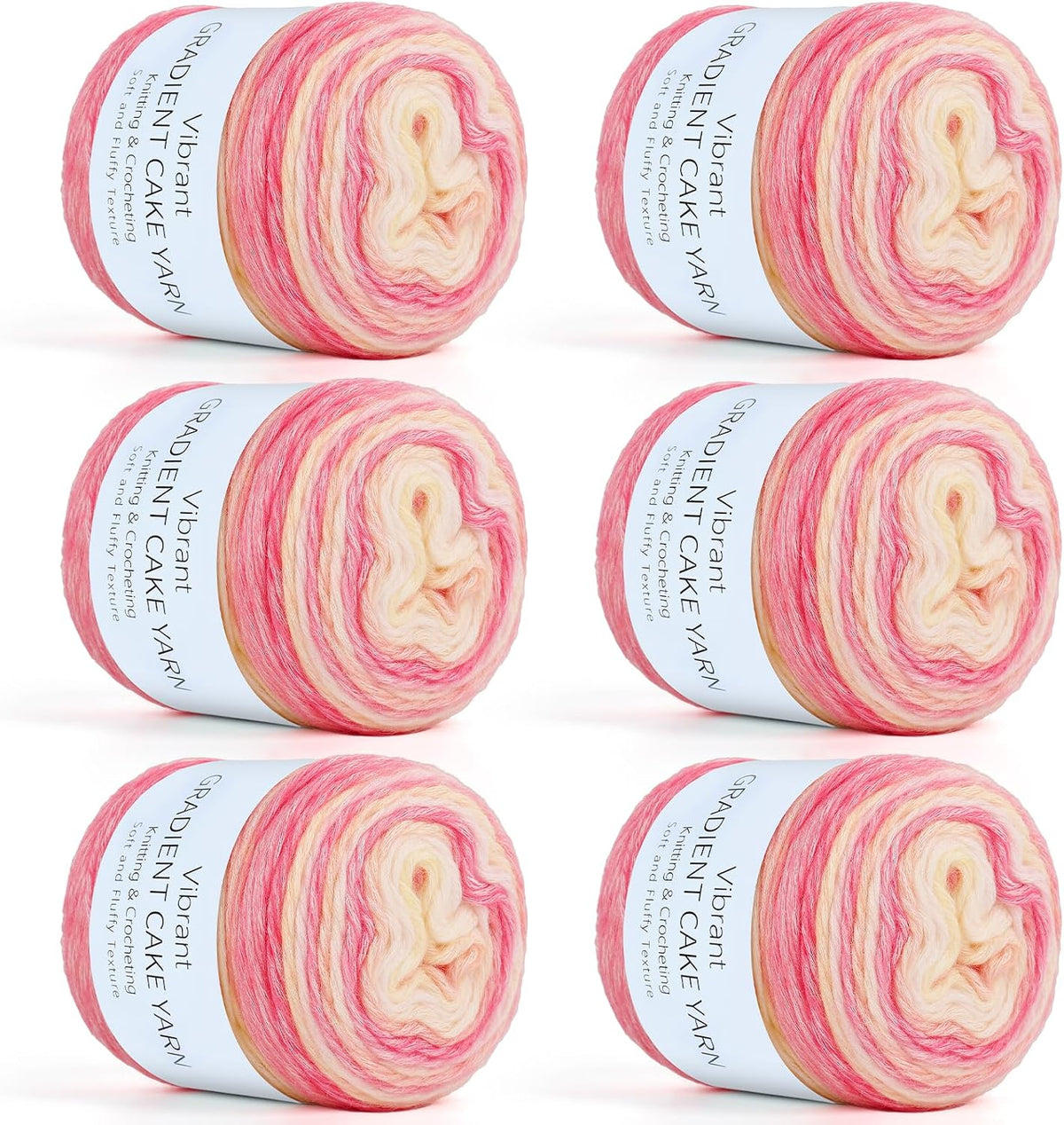 Aeelike Cake Yarn for Crocheting, Soft Ombre Crochet Yarn, Pink Yellow