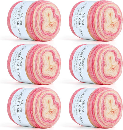 Aeelike Cake Yarn for Crocheting, Soft Ombre Crochet Yarn, Pink Yellow