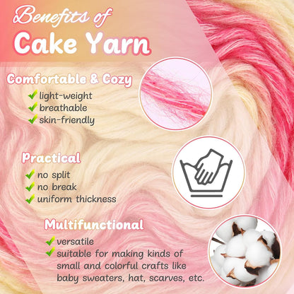 Aeelike Cake Yarn for Crocheting, Soft Ombre Crochet Yarn, Pink Yellow