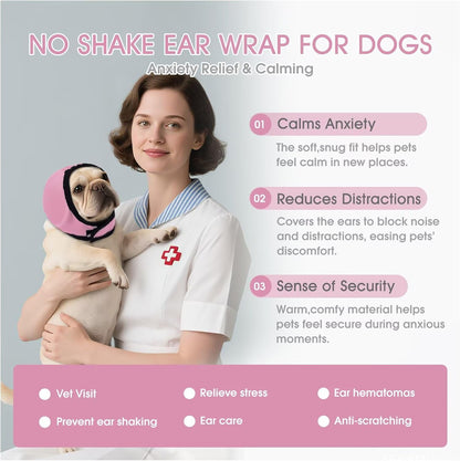 Dog Calming Hoodie Water Resistant,Adjustable No Shake Ear Wraps