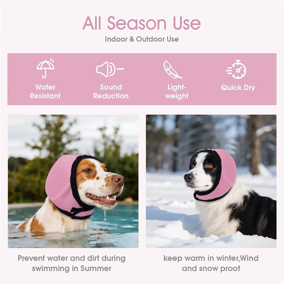 Dog Calming Hoodie Water Resistant,Adjustable No Shake Ear Wraps