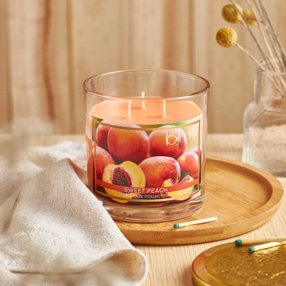 Peach Scented Candle, 14.5 oz, Soy Wax, 60 Hour Burn