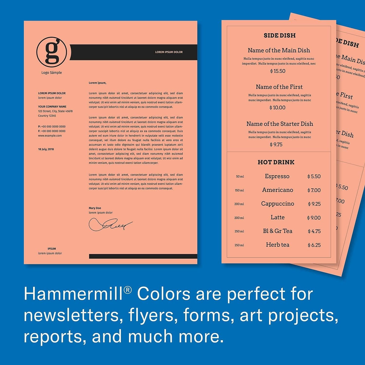 103119 Recycled Colored Paper, 20lb, 8-1/2 x 11, Salmon, 500 Sheets/Ream