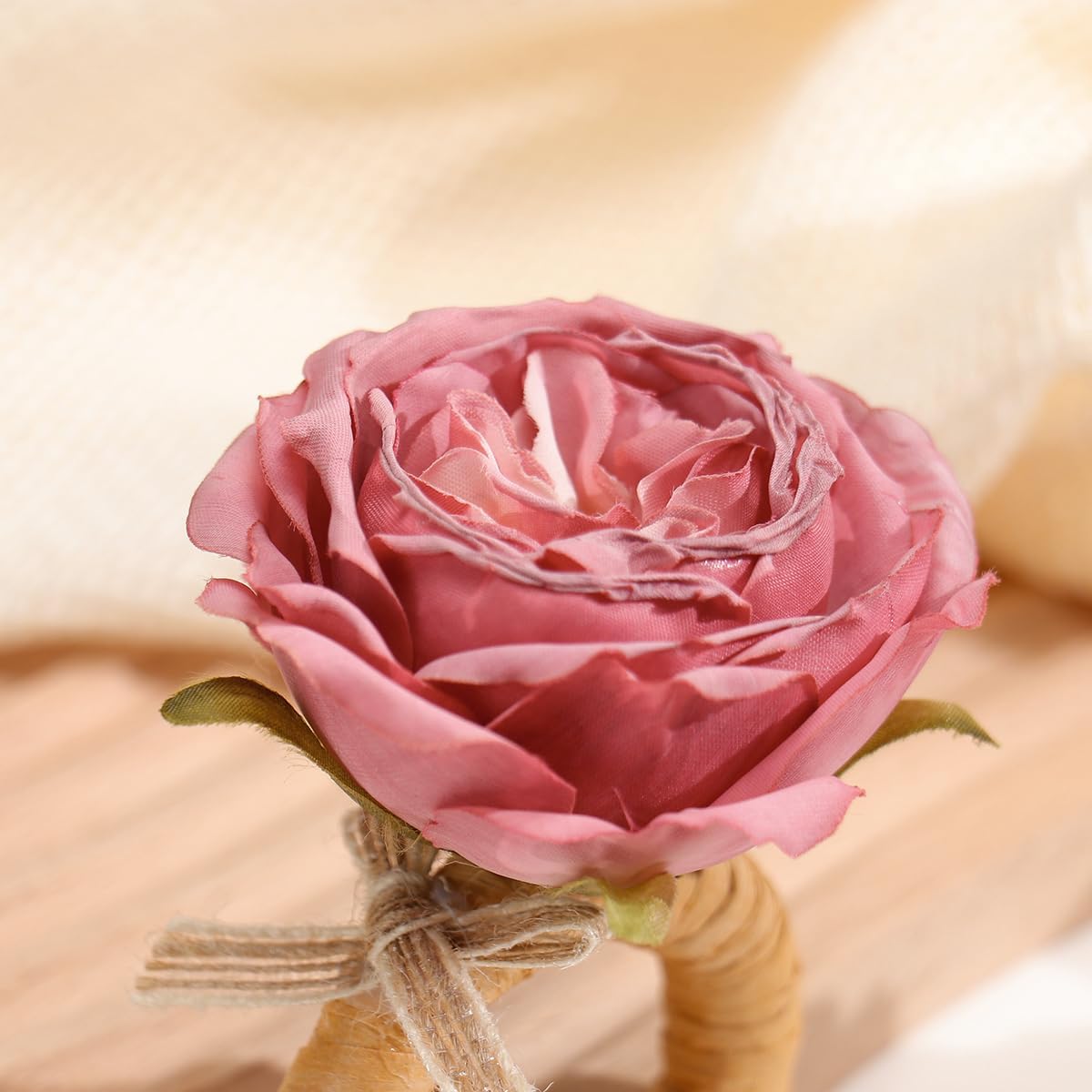 Flower Napkin Rings Set of 12 | Rustic Rose Tulip Napkins Holder | Spring Napkin Rings & Flower Stem Napkins Holder for Mother's Day Birthday Wedding Dinners Parties Table Decoration (Pink White)