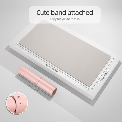 Dual-Sided Desk Pad Protector, Desk Mat with Non-Slip - Waterproof PU Leather Office Desk Blotter for Mouse, Keyboard, Writing,31.5" x 15.7",Pink