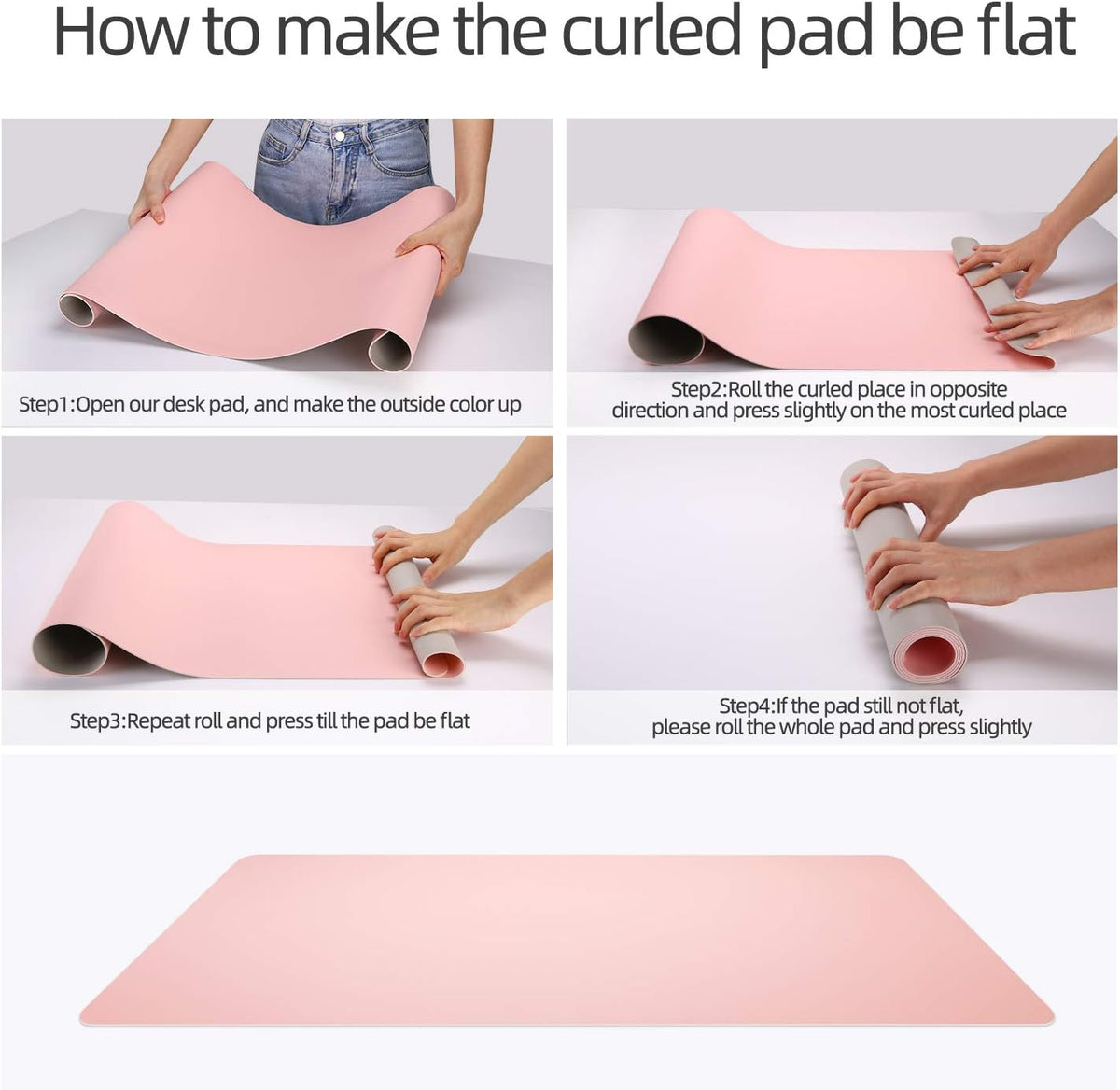 Dual-Sided Desk Pad Protector, Desk Mat with Non-Slip - Waterproof PU Leather Office Desk Blotter for Mouse, Keyboard, Writing,31.5" x 15.7",Pink