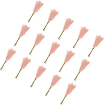 Pampas Artificial Grass - 20 Pack Fake Faux Pampas Grass Fits for Wedding Decorate DIY Crafts - Polyester Artificial Grass - (21", Pink)