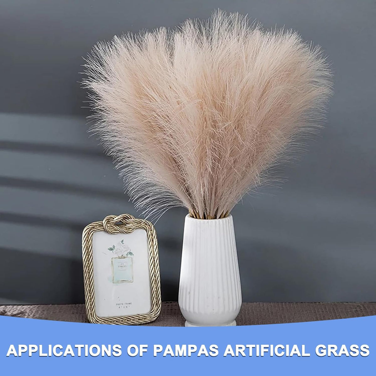 Pampas Artificial Grass - 20 Pack Fake Faux Pampas Grass Fits for Wedding Decorate DIY Crafts - Polyester Artificial Grass - (21", Pink)