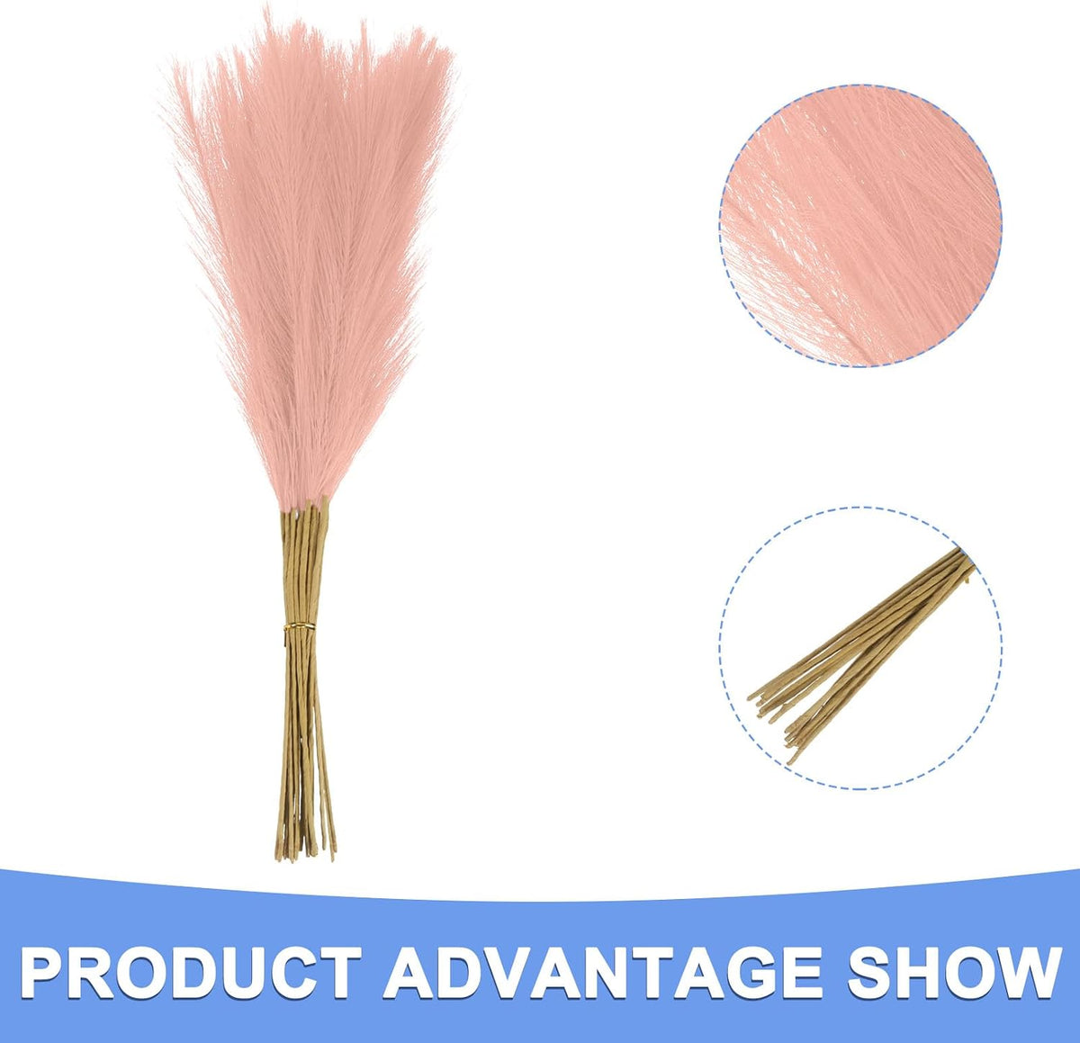 Pampas Artificial Grass - 20 Pack Fake Faux Pampas Grass Fits for Wedding Decorate DIY Crafts - Polyester Artificial Grass - (21", Pink)