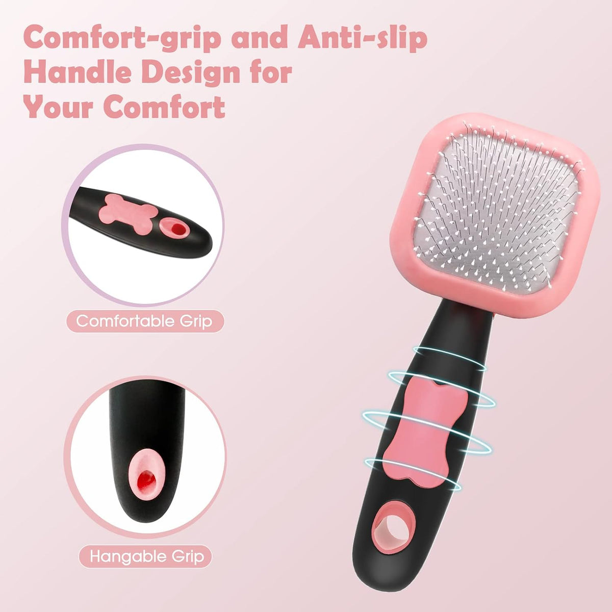 Slicker Brush, Dog Brush Gently Cleaning Pin Brush For Shedding Dog Hair Brush For Small Dogs Puppy Yorkie Poodle Rabbits Cats One Size Pink