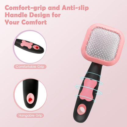 Slicker Brush, Dog Brush Gently Cleaning Pin Brush For Shedding Dog Hair Brush For Small Dogs Puppy Yorkie Poodle Rabbits Cats One Size Pink