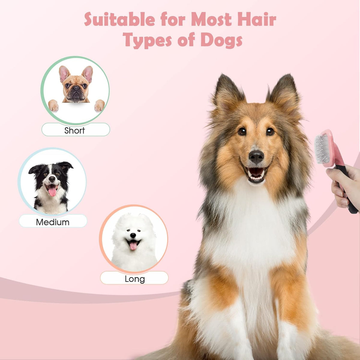 Slicker Brush, Dog Brush Gently Cleaning Pin Brush For Shedding Dog Hair Brush For Small Dogs Puppy Yorkie Poodle Rabbits Cats One Size Pink