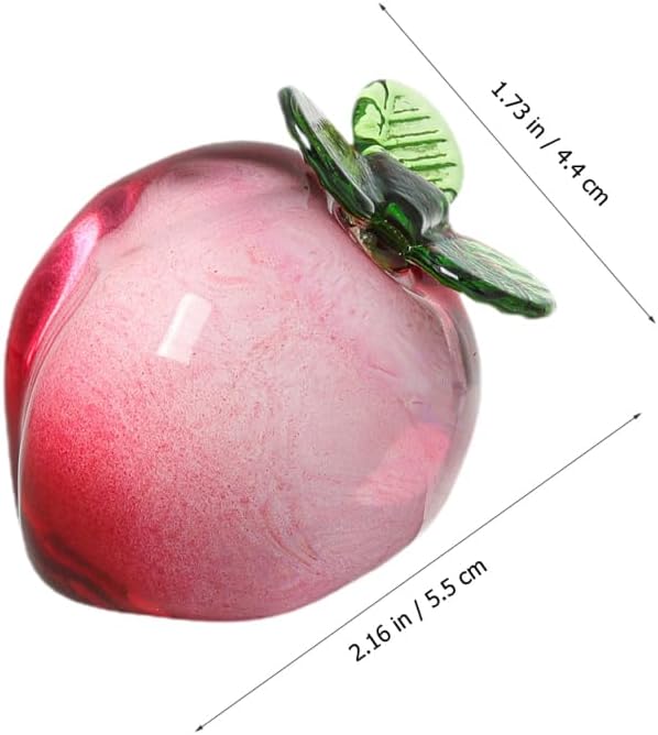 Crystal Peach Figurine Artificial Peach Fruit Glass Decor Fake Fruit Table Decoration for Home Kitchen Dining Room Entryway Bedroom Farmhouse Multicolor 2.16 X 1.73 X 1.73 in