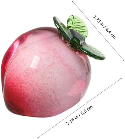 Crystal Peach Figurine Artificial Peach Fruit Glass Decor Fake Fruit Table Decoration for Home Kitchen Dining Room Entryway Bedroom Farmhouse Multicolor 2.16 X 1.73 X 1.73 in