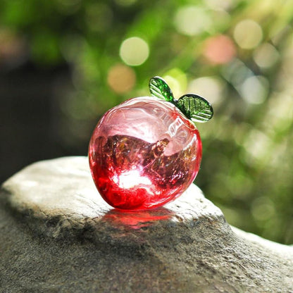 Crystal Peach Figurine Artificial Peach Fruit Glass Decor Fake Fruit Table Decoration for Home Kitchen Dining Room Entryway Bedroom Farmhouse Multicolor 2.16 X 1.73 X 1.73 in