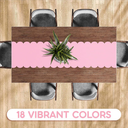 Light Pink Scallop Table Runner, Disposable Plastic, 5 Pack, 14x108in