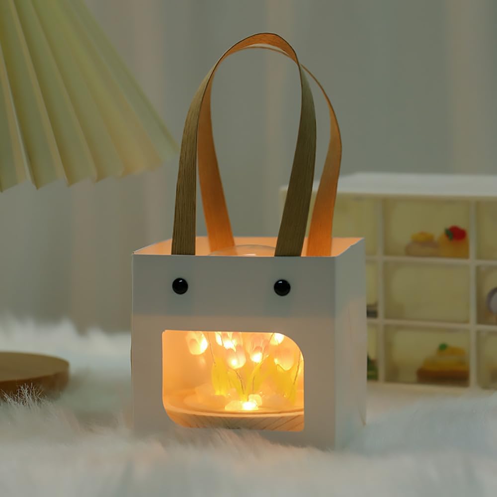 Mothers Day Gifts for Mom – Tulip Lamp with Glass Dome, 20 LED Flower Night Light, Gift for Mom from Daughter Son, Birthday Christmas Holiday Gifts for Women, Bedroom Desk Decor