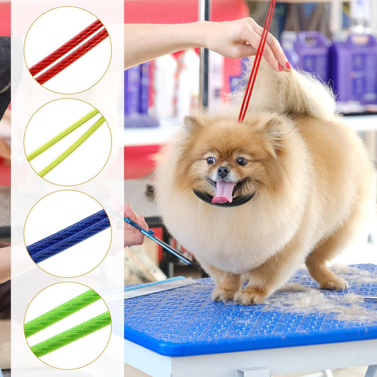 8 Pcs Pet Grooming Loops, 25.6 Inch Adjustable Dog Restraint Noose Loop 4 Colors Sturdy Dog Cat Bathing Safety Tether for Pet Grooming Table, Bathtub for Pets, Cat, Dogs Bathing