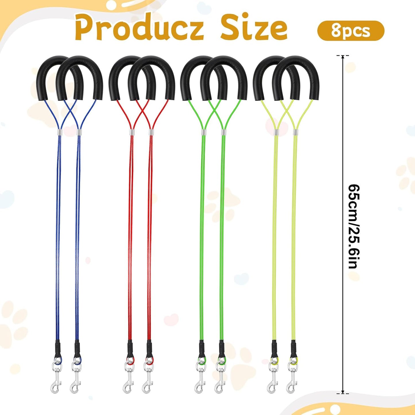 8 Pcs Pet Grooming Loops, 25.6 Inch Adjustable Dog Restraint Noose Loop 4 Colors Sturdy Dog Cat Bathing Safety Tether for Pet Grooming Table, Bathtub for Pets, Cat, Dogs Bathing