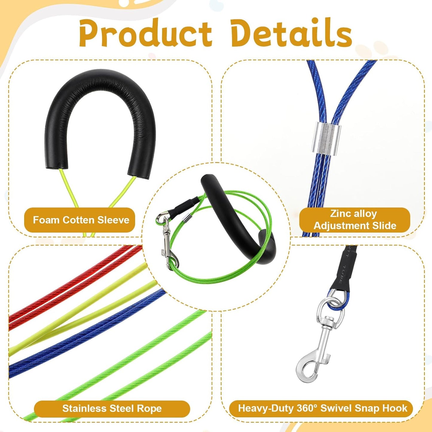 8 Pcs Pet Grooming Loops, 25.6 Inch Adjustable Dog Restraint Noose Loop 4 Colors Sturdy Dog Cat Bathing Safety Tether for Pet Grooming Table, Bathtub for Pets, Cat, Dogs Bathing