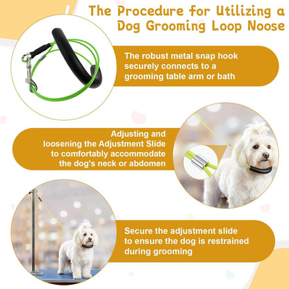 8 Pcs Pet Grooming Loops, 25.6 Inch Adjustable Dog Restraint Noose Loop 4 Colors Sturdy Dog Cat Bathing Safety Tether for Pet Grooming Table, Bathtub for Pets, Cat, Dogs Bathing