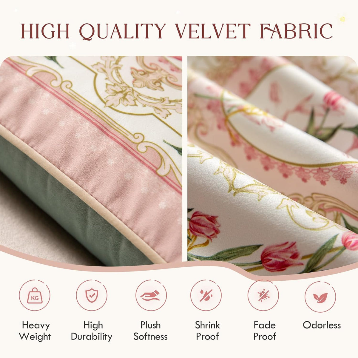 Vintage Pink Floral Pillow Cover 18x18, Tulip Garden