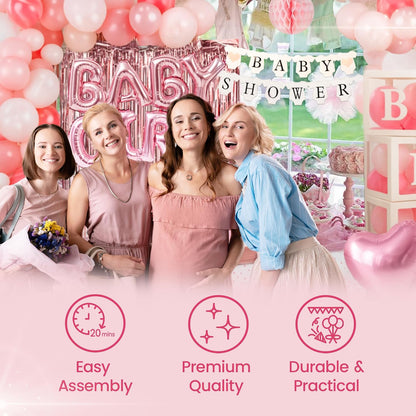 Pink Baby Shower Decorations for Girl - All-in-One inclusive JUMBO Decor Set