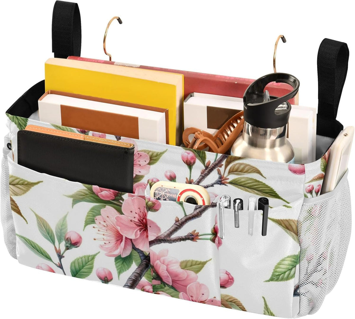 Pink Cherry Flowers Branch Bedside Caddy Bedside Organizer Bedside Storage Caddy College Dorm Bed Accessories