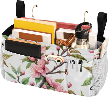 Pink Cherry Flowers Branch Bedside Caddy Bedside Organizer Bedside Storage Caddy College Dorm Bed Accessories