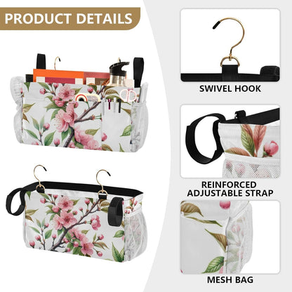 Pink Cherry Flowers Branch Bedside Caddy Bedside Organizer Bedside Storage Caddy College Dorm Bed Accessories