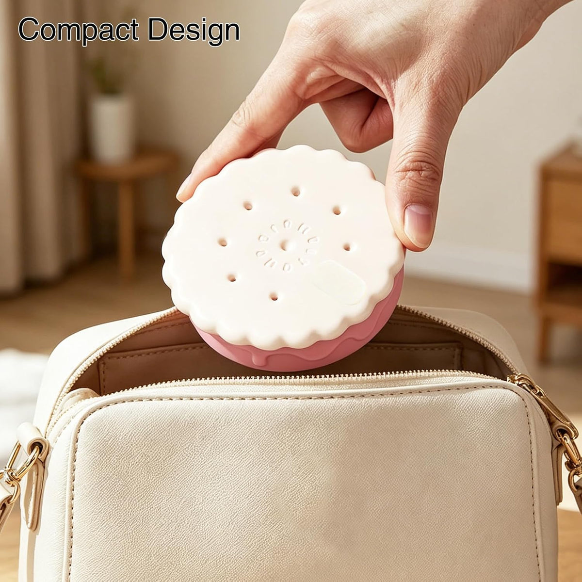Cookie Shaped Collapsible Cup(8.6oz) – Portable Silicone Folding Water Bottle with Lid Straw &Lanyard for Travel Camping Hiking, Heat Resistant (Pink)
