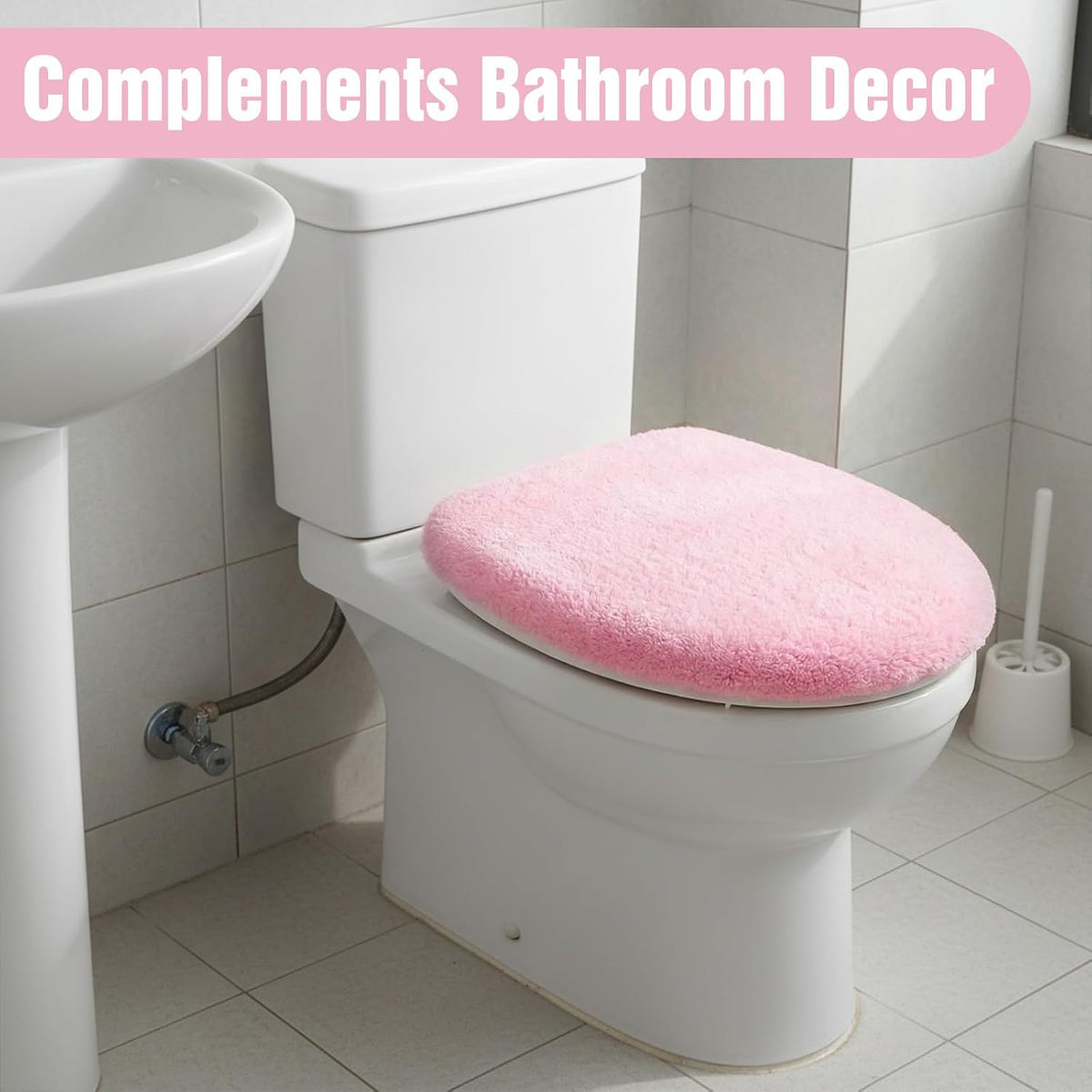 Microfiber Toilet Lid Cover, Non-Slip Soft Toilet Cover Adjustable Toilets Seat Covers Absorbent Machine Washable Covers Elastic Fits Most Round Elongated Toilets Bathroom Decor