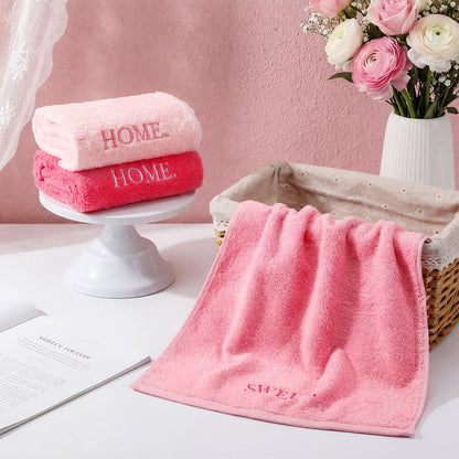 3 Pcs Pink Decorative Hand Towels for Bathroom, Home Sweet Home