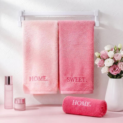 3 Pcs Pink Decorative Hand Towels for Bathroom, Home Sweet Home