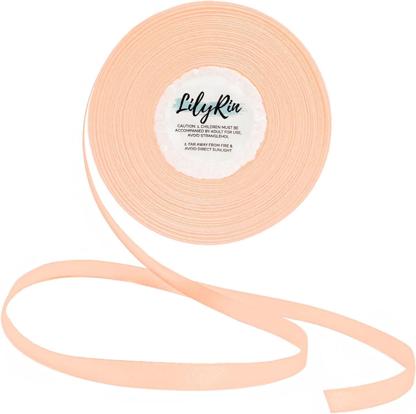 Pale Peach Ribbon 1/4 Inches 36 Yards Satin Roll Perfect for Scrapbooking, Art, Wedding, Wreath, Baby Shower, Packing Birthday, Wrapping Christmas Gifts or Other Projects