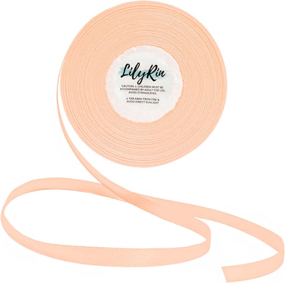 Pale Peach Ribbon 1/4 Inches 36 Yards Satin Roll Perfect for Scrapbooking, Art, Wedding, Wreath, Baby Shower, Packing Birthday, Wrapping Christmas Gifts or Other Projects