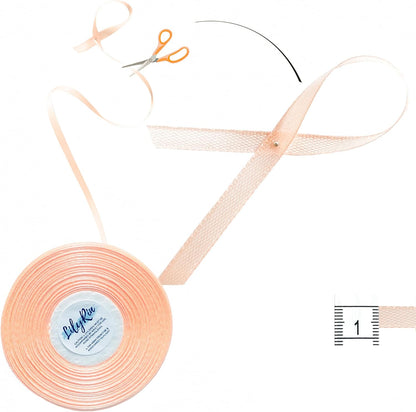 Pale Peach Ribbon 1/4 Inches 36 Yards Satin Roll Perfect for Scrapbooking, Art, Wedding, Wreath, Baby Shower, Packing Birthday, Wrapping Christmas Gifts or Other Projects