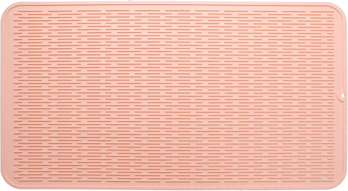 Silicone Dish Drying Mat for Multiple Usage,Easy clean,Eco-friendly,Heat-resistant Silicone Mat for Kitchen Counter or Sink,Refrigerator or Drawer Liner Pink 4XL 32 inches x 18 inches